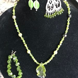 Necklace, Bracelet and 2 Pair of Earrings